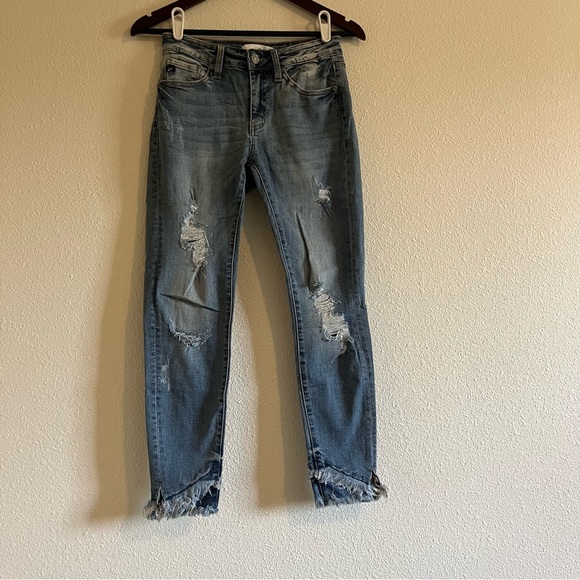 KanCan Distressed Midwash Ankle Skinny Jeans for Women Size 5 / 26 - Picture 5 of 12